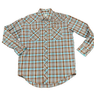 Panhandle Shirt Plaid Embroidered Retro Western Wear Snap‎ Men's sz L